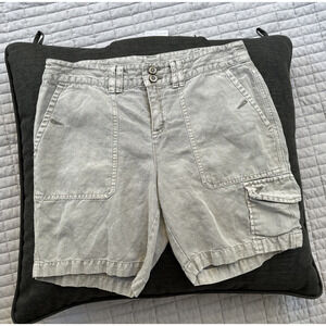 SUNDANCE Women's Linen‎ Blend Cargo Shorts Size 4 Earthy gray green Mid Rise